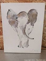 Front view of the modern elephant painting on canvas showing the entire artwork.