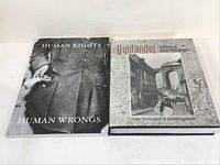 Front covers of two photography books: "Human Rights Human Wrongs" and "Bystander: A History of Street Photography".