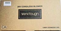 Box labeled '20V Cordless Blower WerkTough'