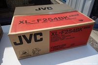 Top view of JVC XL-F254BK box with model and brand markings