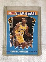 Front of Magic Johnson Fleer '90 All-Stars NBA basketball card showing player image and card title.