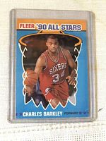 Front of the 1990 Fleer All-Stars Charles Barkley NBA card in plastic sleeve, showing player image and design.