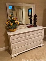 Full front view of dresser with attached mirror