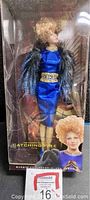 Effie Hunger Games Catching Fire Barbie doll sealed in original box showing full doll and packaging.