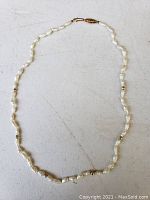 Full view of the necklace laid out flat to show length and design.