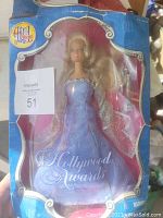 Front view of Hollywood Awards Barbie doll in original packaging showing doll and box condition.