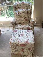 Front view of recliner and ottoman side by side