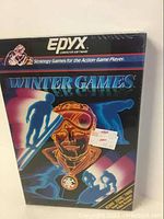 Front of sealed Epyx Winter Games Atari 2600 game box showing artwork and branding