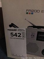 Photo of Eton FR200 Emergency Crank Radio box showing product image and model number