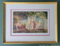 Full view of framed print showing mat and frame condition