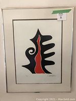 Framed print displaying abstract design, signature, edition marking