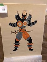 Full view of unframed limited edition print titled Officier showing figure design, signature, and edition number
