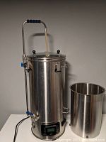 BrewZilla RoboBrew 3.1 system with control panel, spigot, circulation arm and glass lid