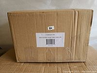 Box with label indicating product model LT2008-BLK-2PK and product name Mini Ceramic Globe Table Lamp 2PK