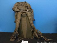 Rear view of hiking backpack showing padded back panel and padded adjustable straps.