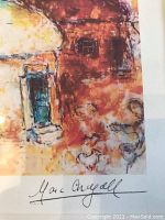 Close-up of lower left area showing printed Marc Chagall signature