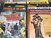 Nine soul and R&B records arranged side-by-side showing colorful and photographic vintage album covers. Includes The Chambers Bros, Dionne Warwick, The Persuasions, Jackson 5, and others.