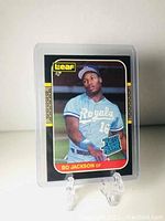 Front view of the 1987 Leaf Bo Jackson rookie card showing player image and rookie label.