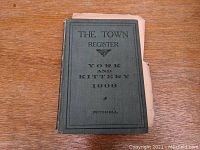 Front cover of the 1906 Town Register showing green cloth binding with title text.
