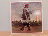Front cover of the Rahsaan Roland Kirk vinyl LP album "Which Way You Goin'" featuring an illustration of Kirk walking with saxophone cases under a cloudy sky and cityscape background.