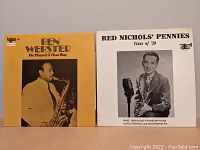 Front covers of Ben Webster and Red Nichols vinyl records, showing titles and artist photos.