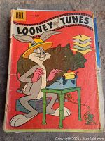 Front cover of 1955 Looney Tunes comic book with Bunny Buggs character, Dell publisher, and 10 cent price mark.