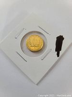 Reverse side view showing maple leaf design, date 1989 and '5 DOLLARS' inscription.