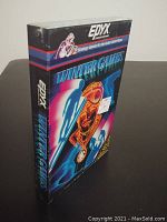 Front and side view of vintage Winter Games Atari 2600 game box in original packaging