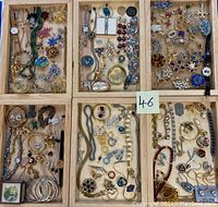 Overview of six trays showing all pieces