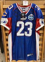 Front view of 2008 NFL Pro Bowl jersey with number 23 and Pro Bowl patches, showing Reebok and NFL Equipment tags intact.