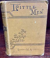 Front cover showing title, author and decorative stamping on mustard cloth.