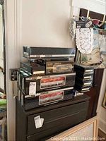 Stack of K-Line Electric Trains boxes showing two Classic Steel passenger cars, one Freight Car, and four small boxed cars