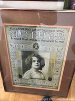 Vintage Eva Tanguay ‘MOTHER’ sheet music cover in black wood frame