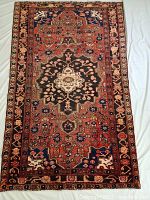 Overall view of rug showing design and condition