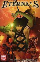 Front cover of the Eternals comic book number 1 variant edition, showing the main characters under the title 'Eternals'.