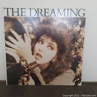 Front cover of vinyl record album 'The Dreaming' by Kate Bush showing sepia photo of the artist.