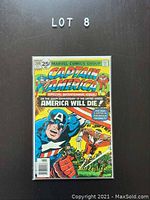 Front cover photo of Captain America #200 comic book issue, showing the special bicentennial cover art with Captain America and text about America on the 200th anniversary