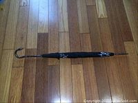 Full-length view of closed umbrella showing overall length and condition