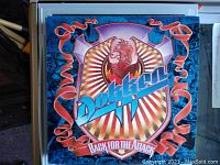Front cover of the vinyl record album 'Back for the Attack' by Dokken showing the band logo with a phoenix and the album title with vibrant red and blue colors.