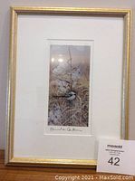 Front view of framed bird print signed by Brenda Carter.