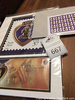 Large Purple Heart commemorative stamp art print with a small full sheet of 20 37¢ stamps
