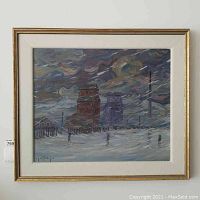 Full view of framed painting hanging on wall