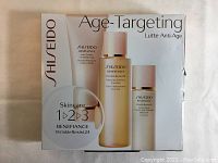 Front of boxed set showing Shiseido Benefiance WrinkleResist 24 Age-Targeting skincare with images of products and branding