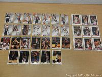40+ USA Basketball cards displayed flat on a table featuring various NBA players in USA Basketball uniforms.