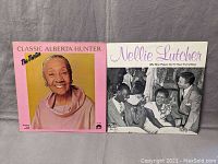 Front covers of Classic Alberta Hunter and Nellie Lutcher vinyl records shown side by side.