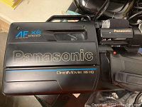 Panasonic OmniMovie VHS HQ video recorder, black with AF X6 CCD labeling shown from top