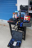 Overview of tools and accessories on table