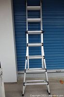 Full front view of ladder in A-frame configuration