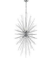 Front view of chrome starburst chandelier sputnik-style pendant