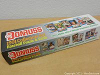 Box top showing Donruss 1991 Collectors Set Baseball Puzzle & Cards with player images and card count